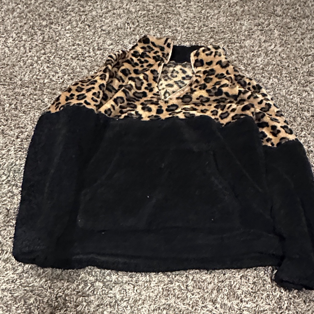 Leopard Print and Black Women's Sweater